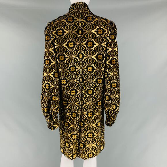 GUCCI Size XL Black Gold Viscose Blend Long Sleeve Cocktail Dress - Picture 6 of 10